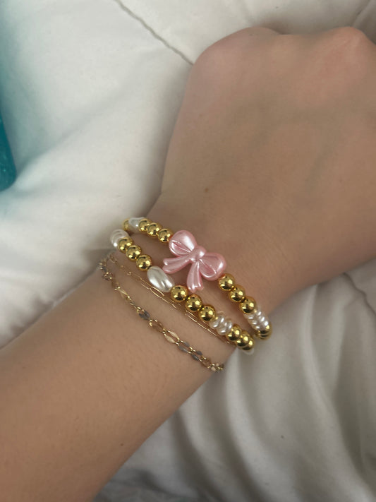 Pink pearly bow set