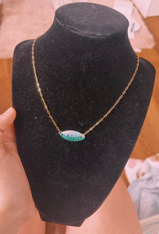 Blue fox green and pink lure gold filled non tarnish chain link necklace