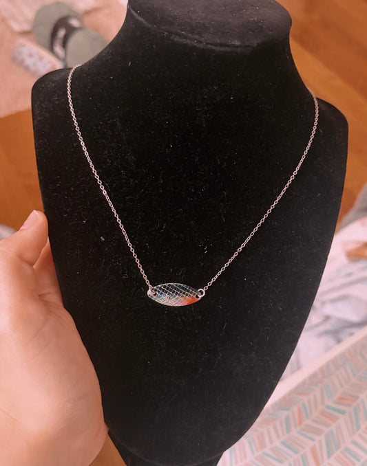 Blue fox black and red belly fish silver filled non tarnish necklace