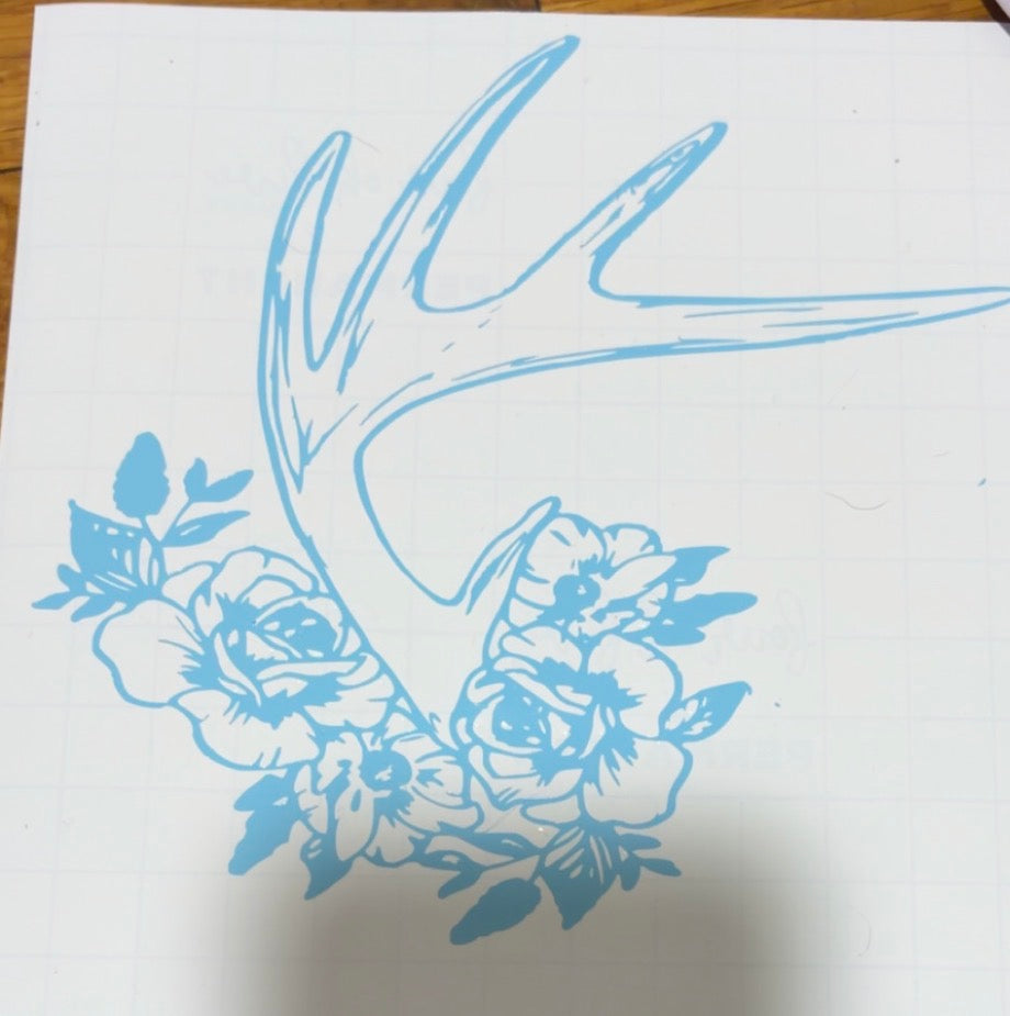 Deer antler floral sticker in size medium