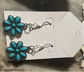 Teal flower earring