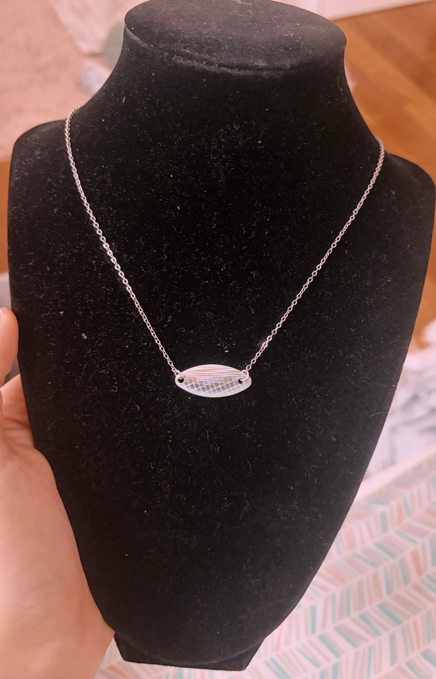 Blue fox grey lure silver filled non tarnish necklace