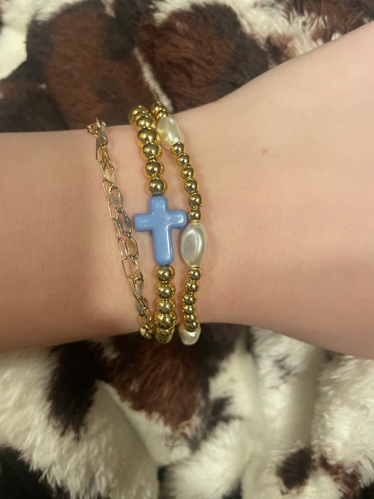 Pearly blue stack non tarnish