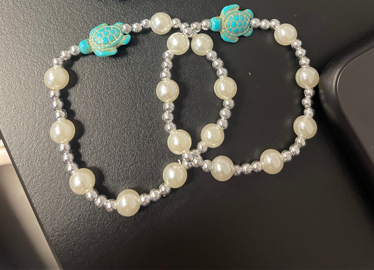 Silver turtle bracelet non tarnish beachwear