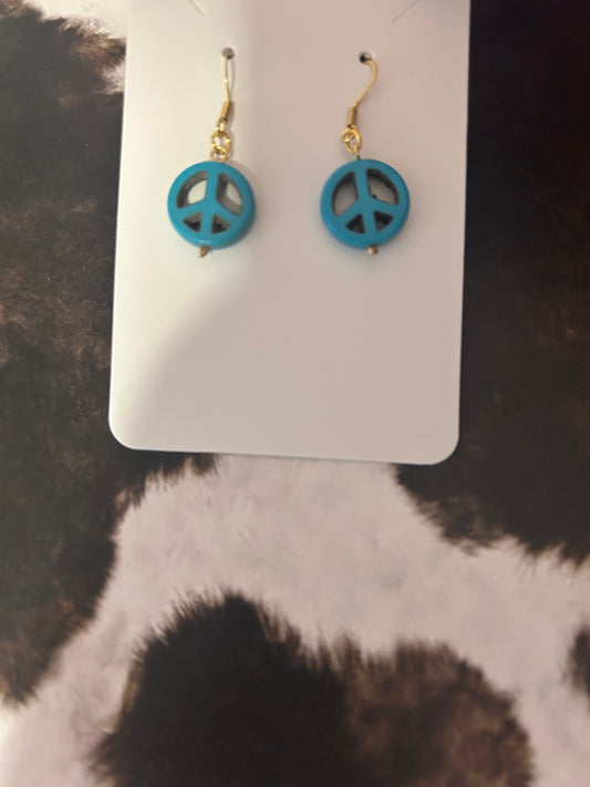 Peace sign earring turquoise
