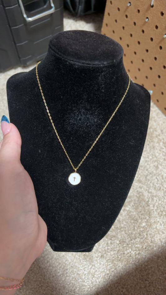 Gold cross non tarnish necklace gold filled