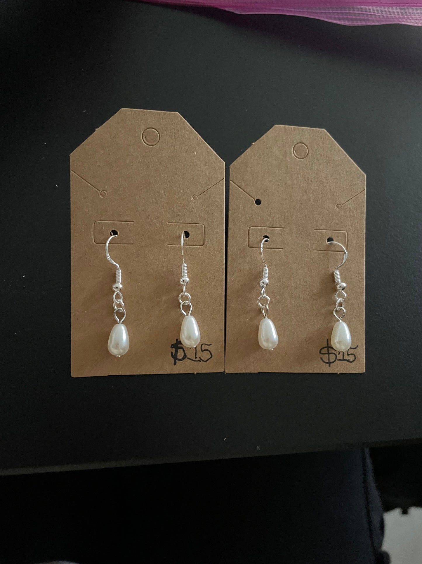 Pearl drop earrings in silver