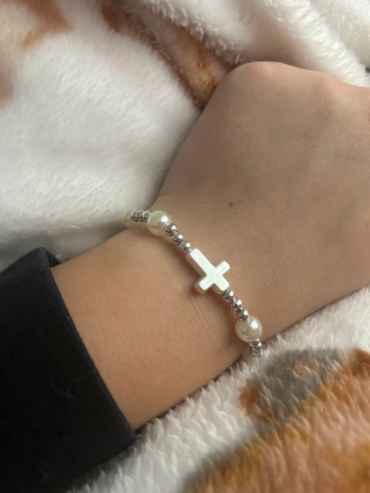 Silver cross bracelet