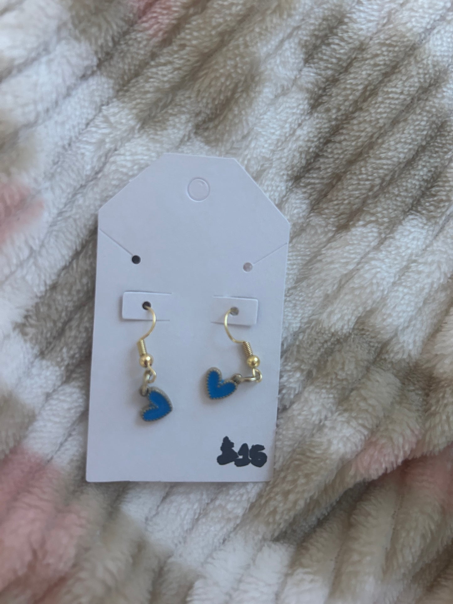 Blue heart earrings