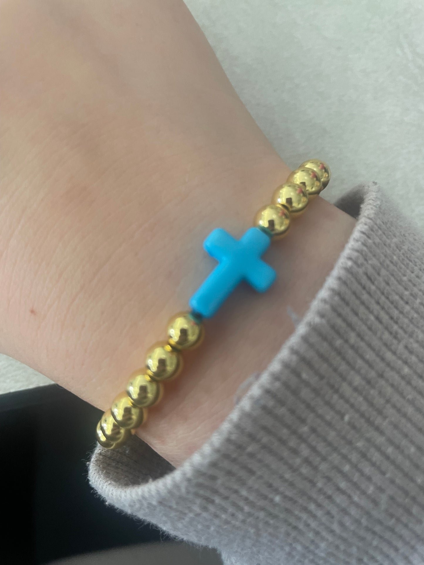 Blue cross non tarnish bracelet
