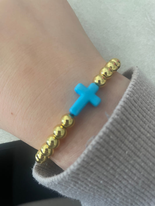 Blue cross non tarnish bracelet