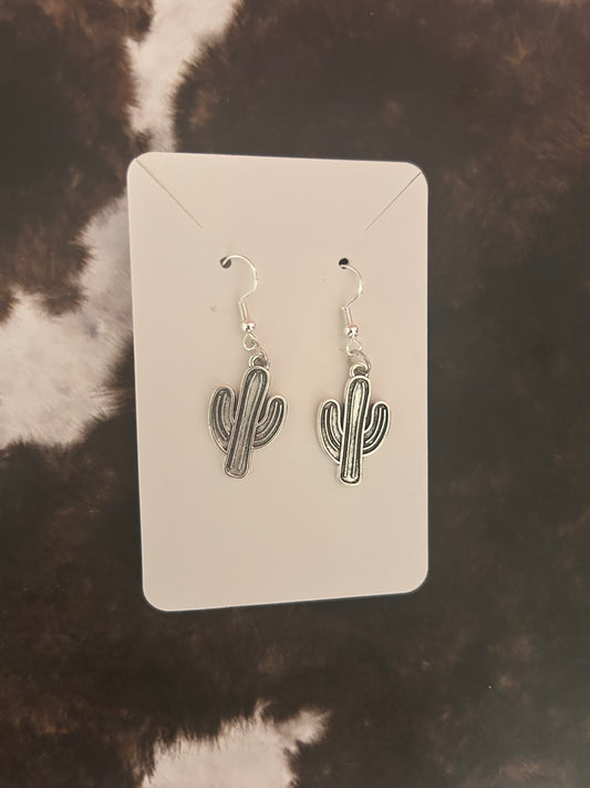 Sterling silver cactus - western earring