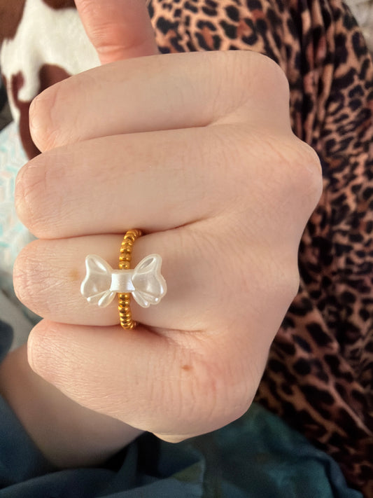 Non tarnish mini bow ring