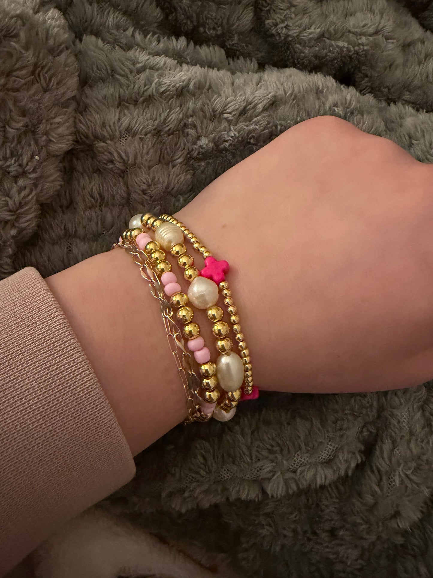 Pink lady non tarnish set in gold