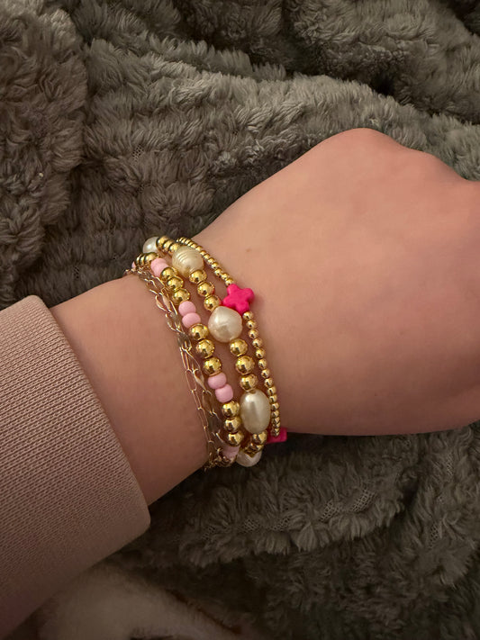 Pink lady non tarnish set in gold