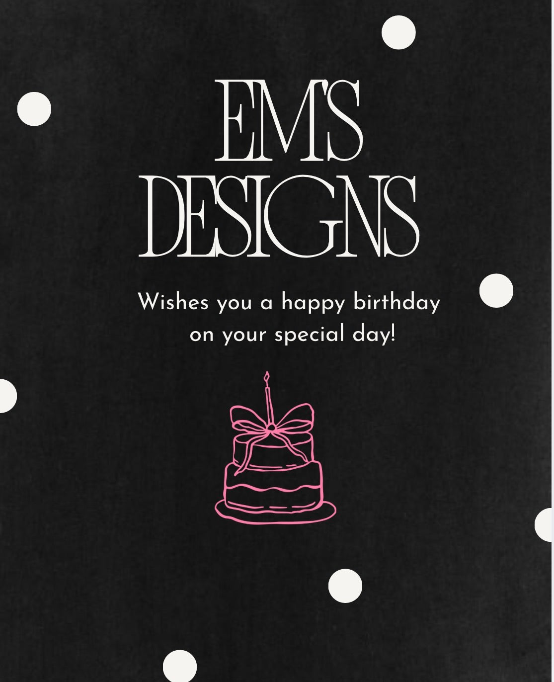 Customized birthday card (email or message on social media to custom order)