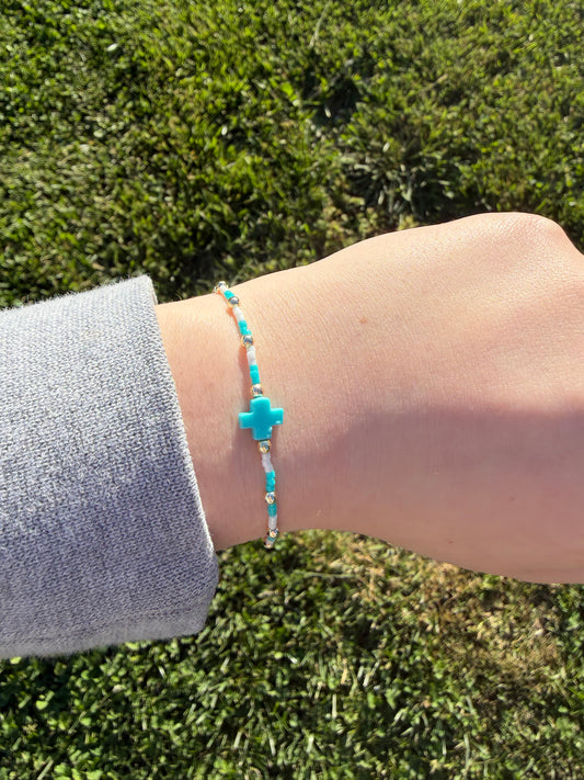 Turquoise and gold filled non tarnish bracelet