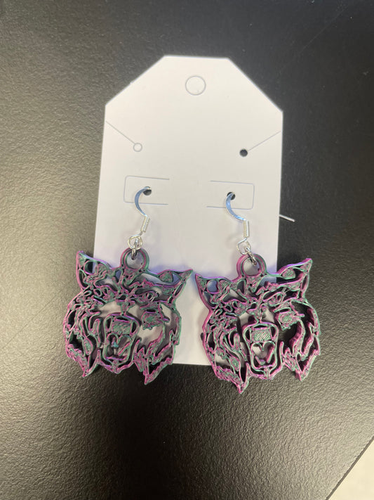 Purple bobcats earring