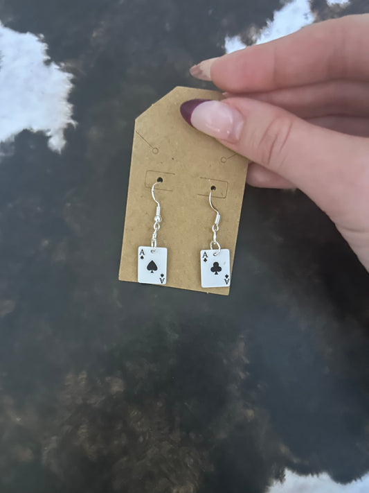 Black ace earrings