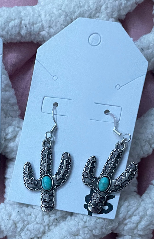 Cactus earrings silver