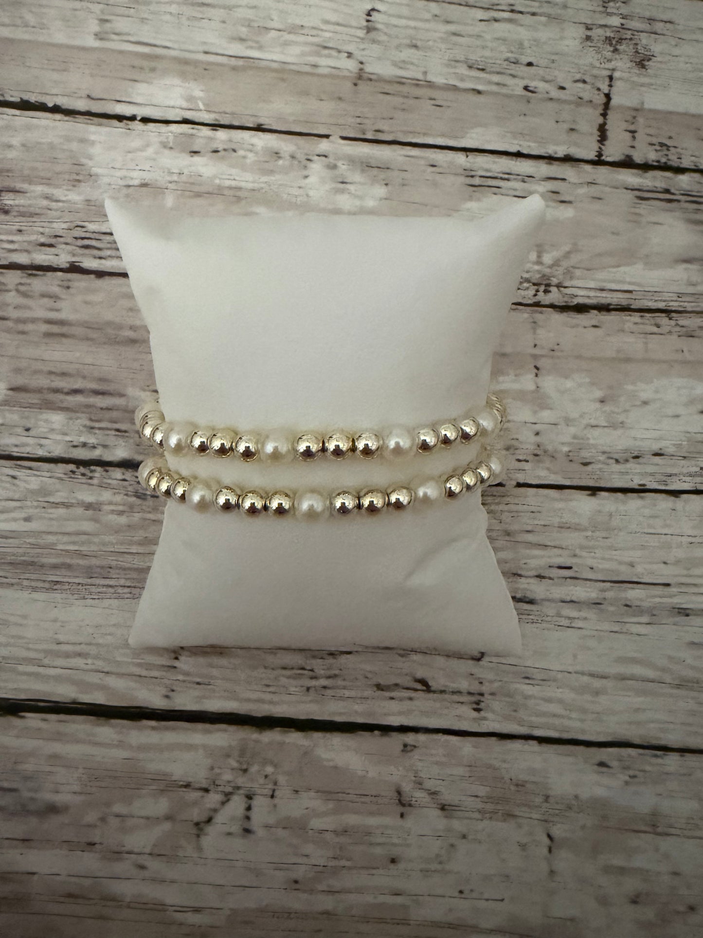Gold and pearl double non tarnish stack gold filled single