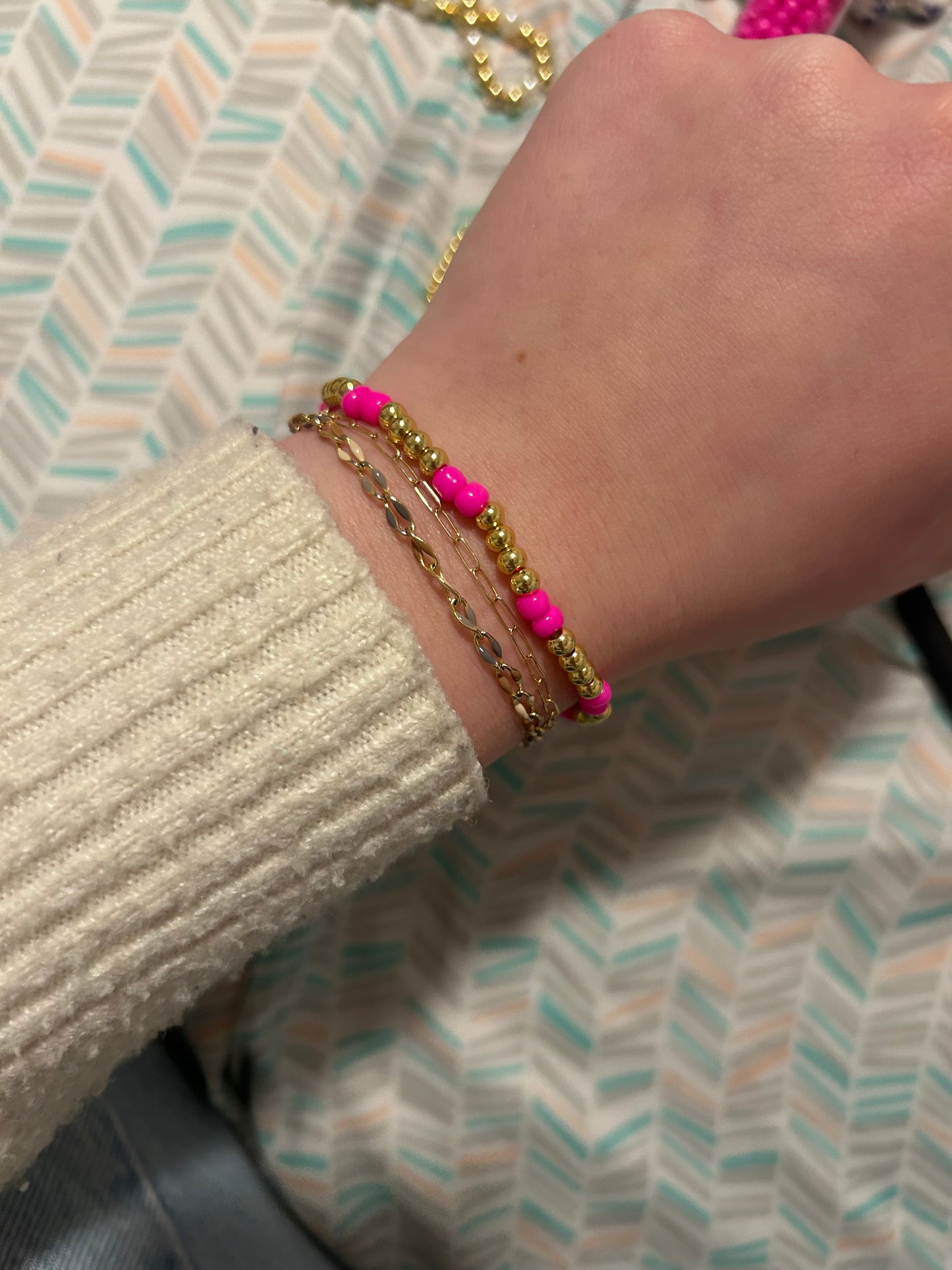 Pretty in pink non tarnish bracelet