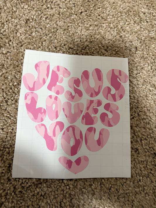 Jesus loves you heart sticker size medium 6x6