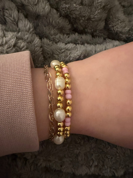 Freshwater pearl and light pink non tarnish set (2)