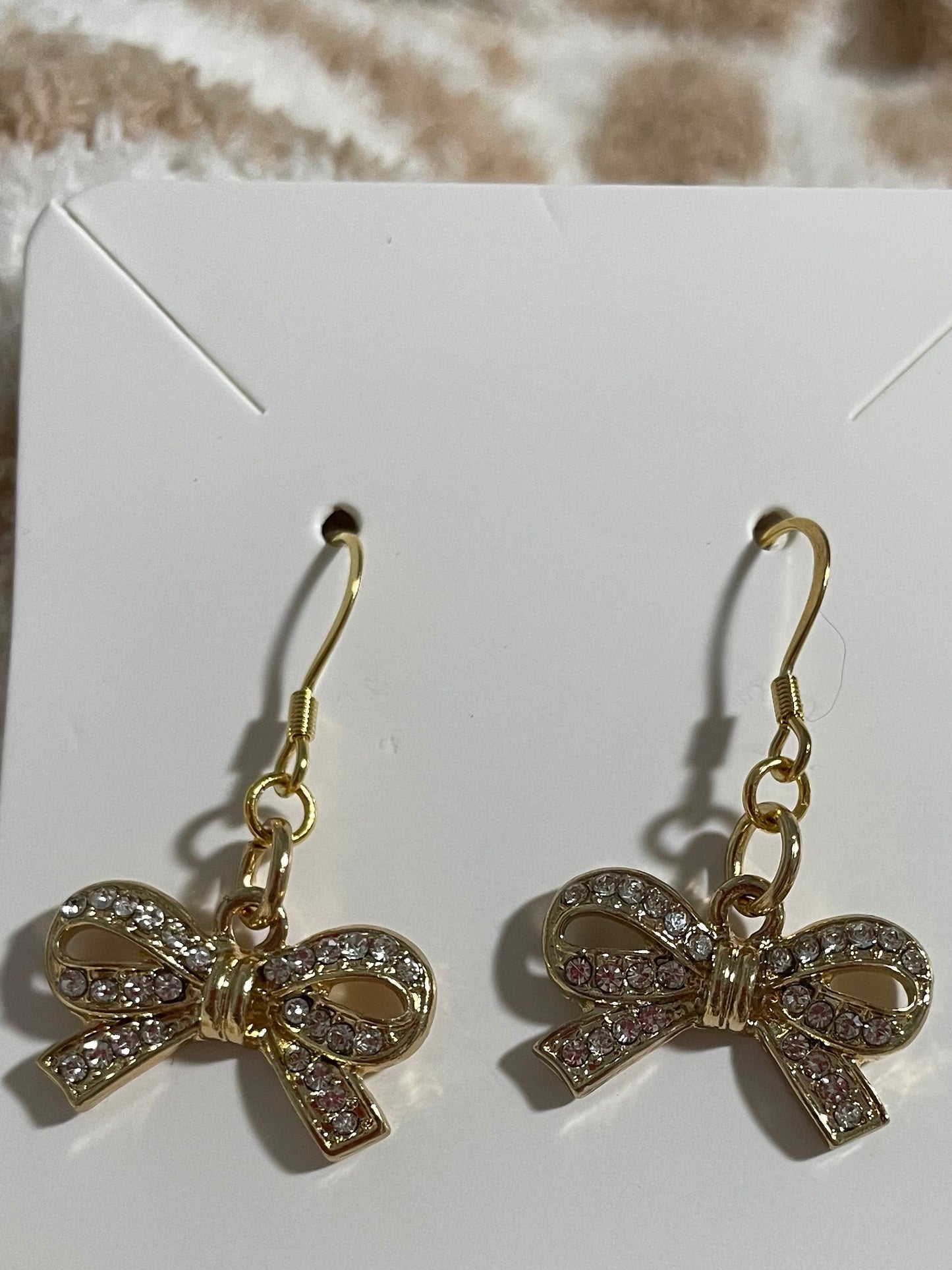 Gold stainless steel bow earrings