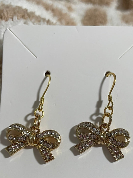 Gold stainless steel bow earrings