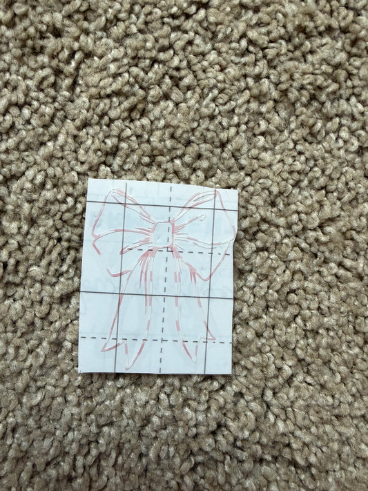 Mini bow sticker in light pink gingham