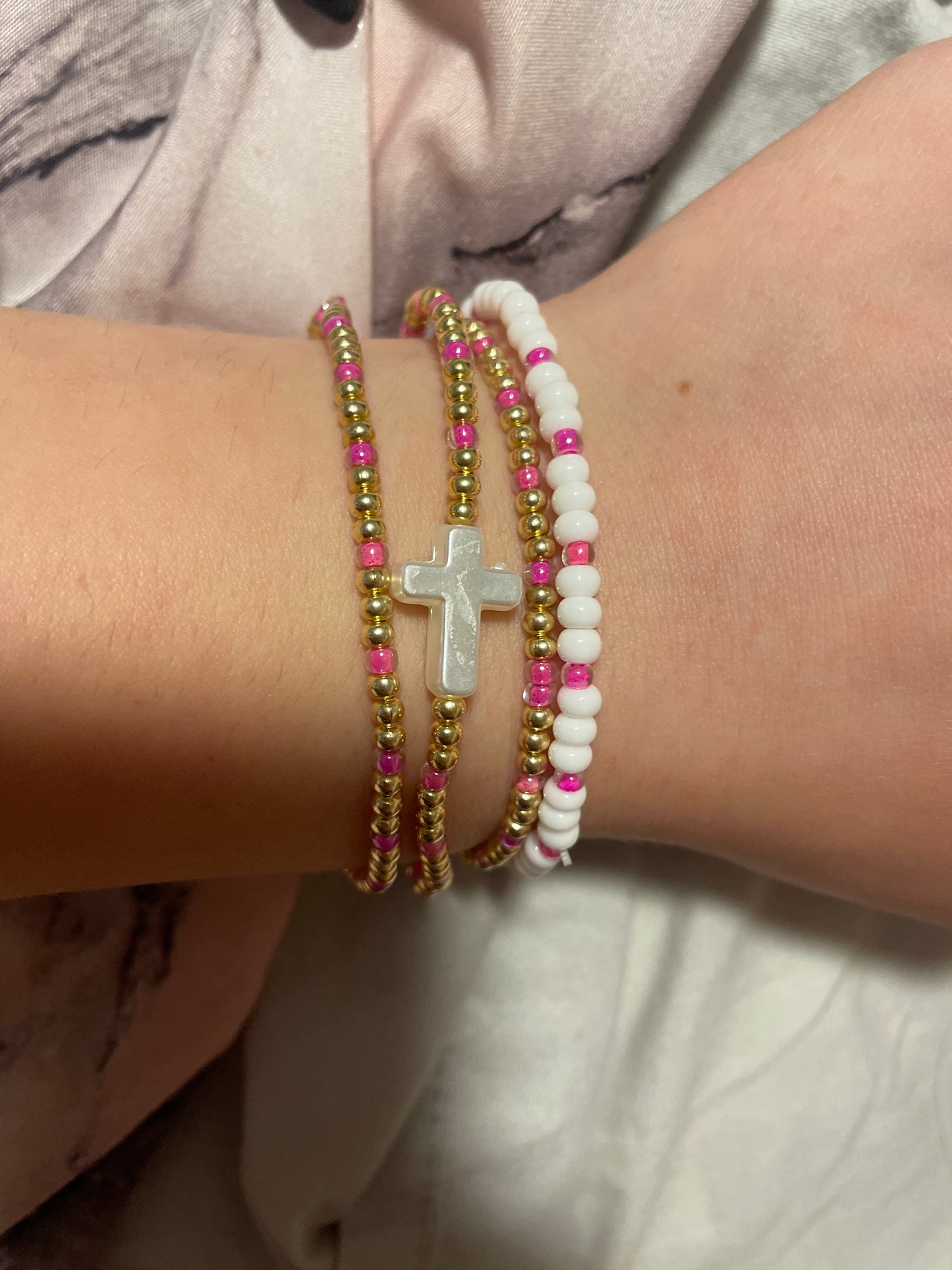 The pink set in gold non tarnish set