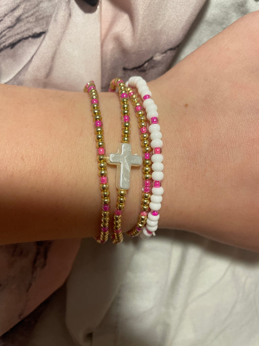 The pink set in gold non tarnish set