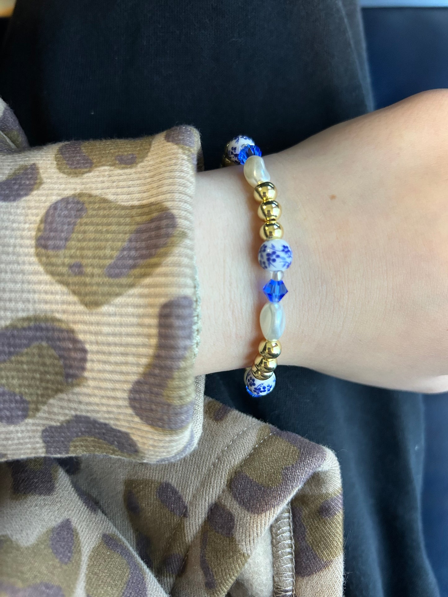 Goldie blue floral non tarnish bracelet