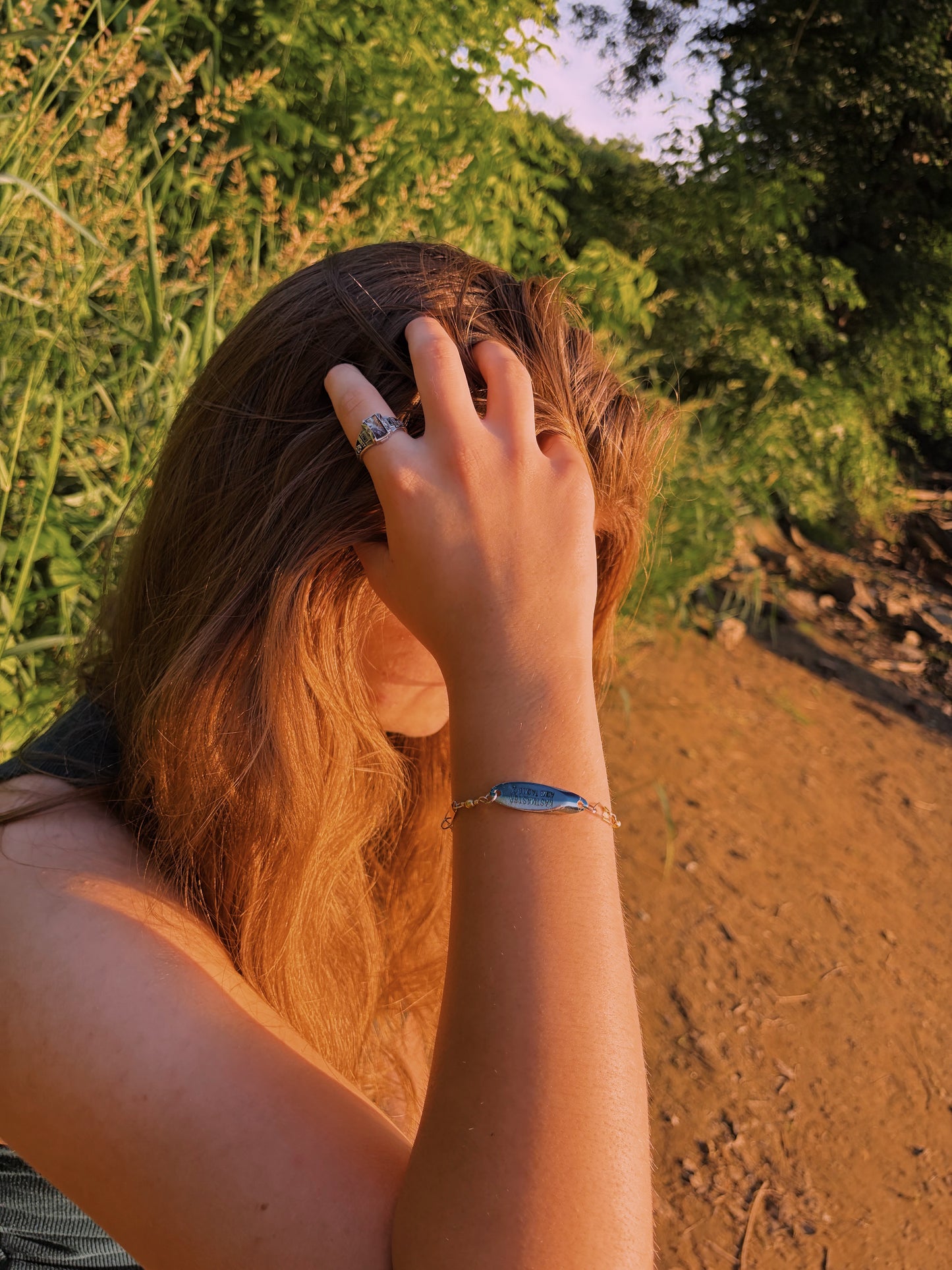 Blue and silver kastmaster lure swivel bracelet