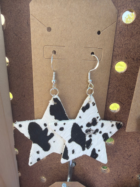 Cow star earrings sterling silver