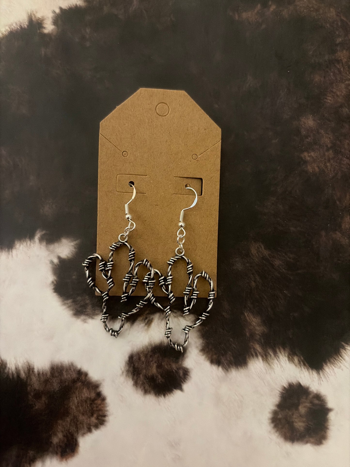 Barb wire cactus sterling silver earrings