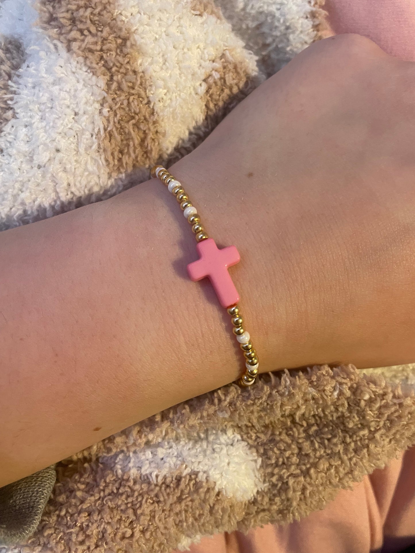 Pink cross bracelet