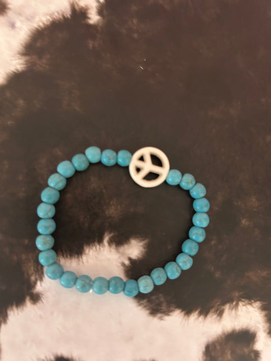 Turquoise peace sign bracelet