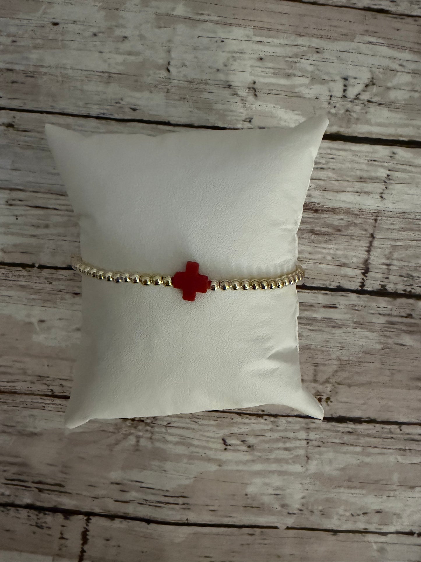 Red Easter cross gold filled