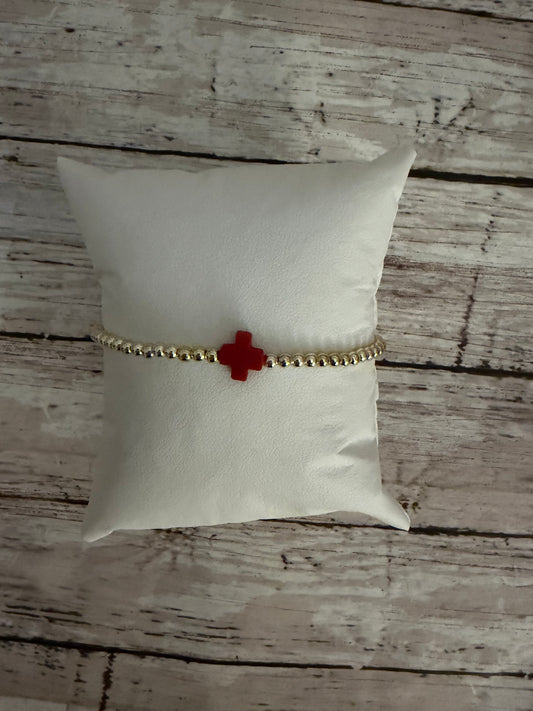 Red Easter cross gold filled