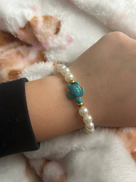 Turtle pearl bracelet non tarnish beachwear