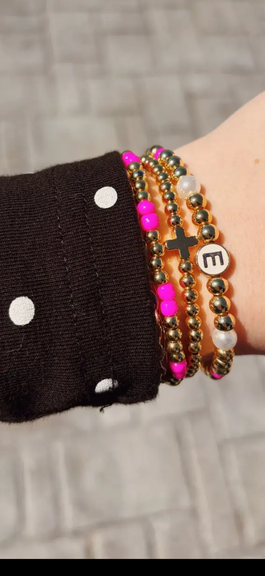 Non tarnish Inital bracelet white letter