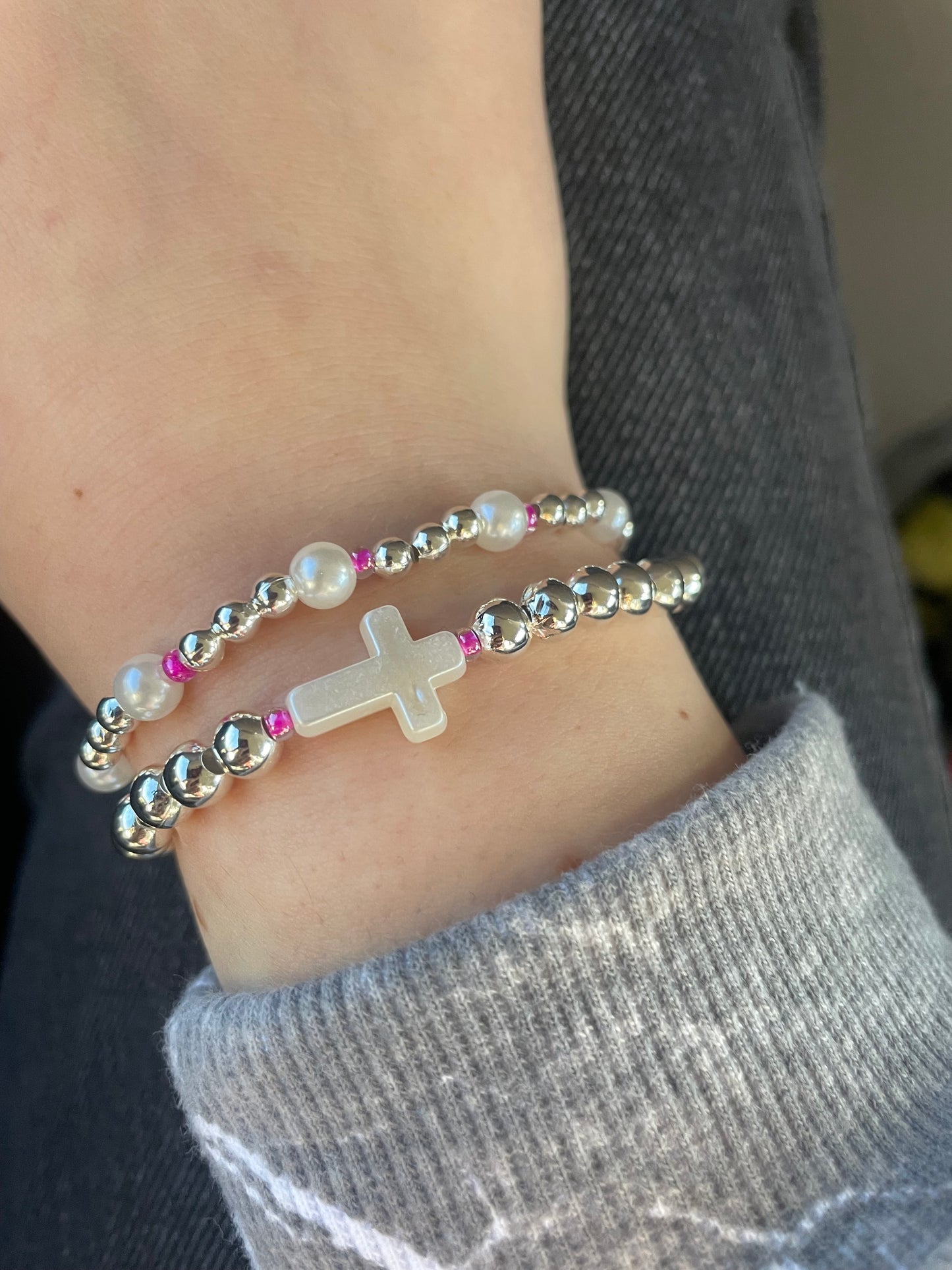 Non tarnish silver pink set