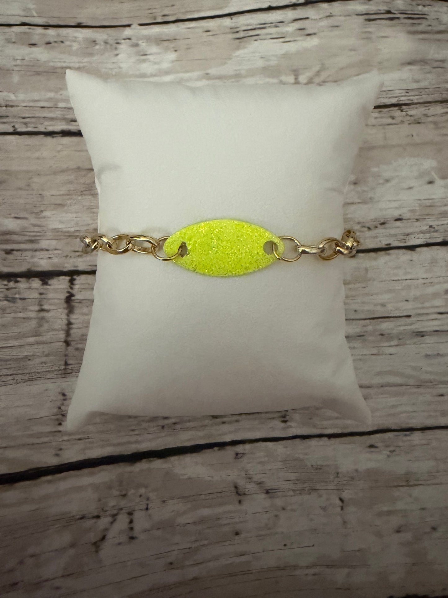 Rooster tail neon glitter lure non tarnish gold chain bracelet