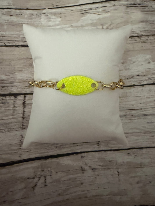Rooster tail neon glitter lure non tarnish gold chain bracelet