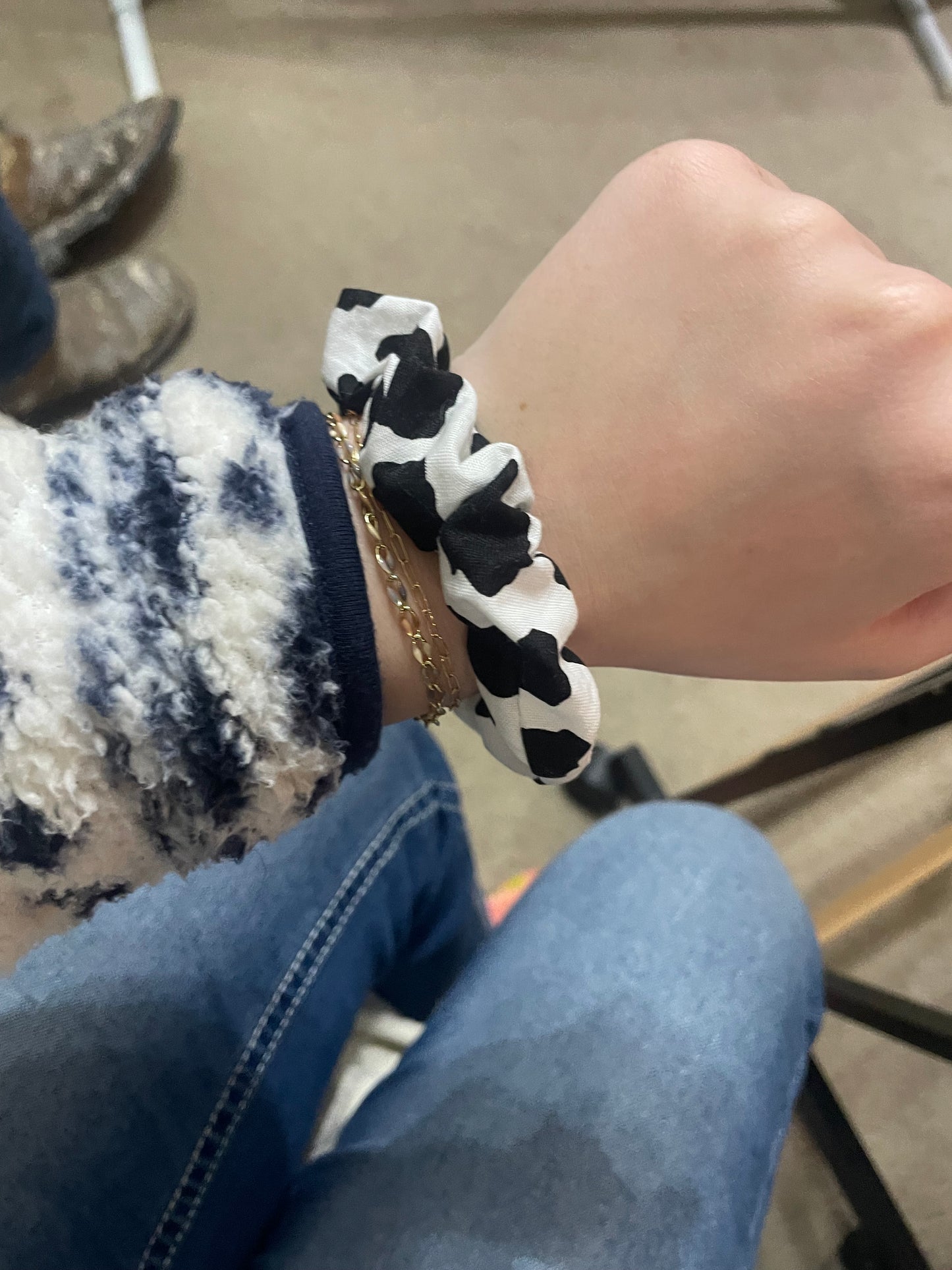 Cow print scrunchie