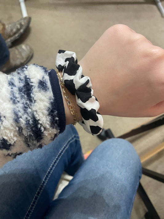 Cow print scrunchie