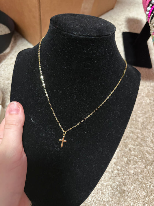 Non tarnish cross necklace in gold