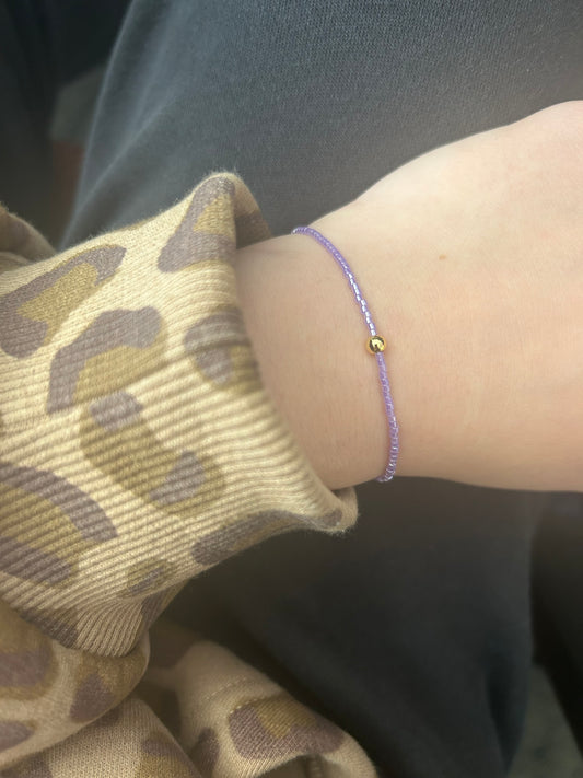 Non tarnish purple beaded bracelet